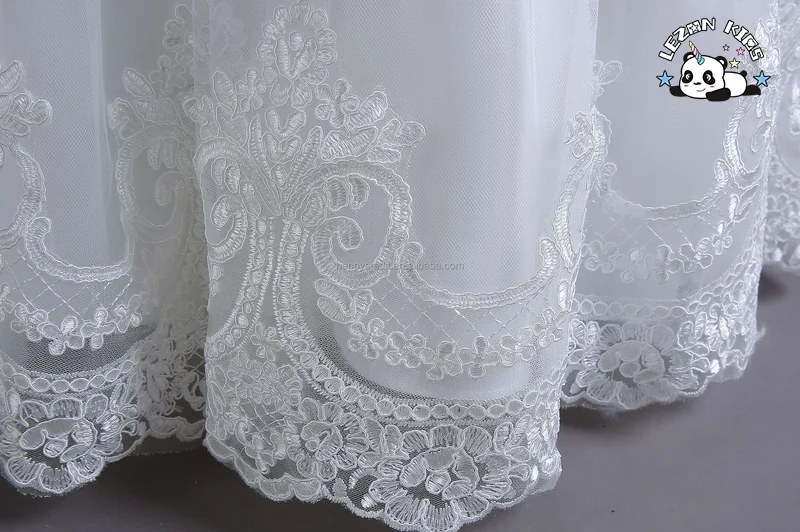 LEZONKIDS - Vestido de Menina Personalizado para festa de aniversário de casamento, vestido de princesa de tule com lantejoulas branco